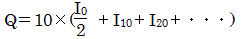 数式Q=10*(I0/2+I10+I20+・・・)